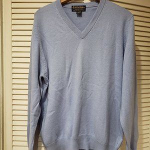 Brooks Brothers Blue Cashmere V Neck Sweater M